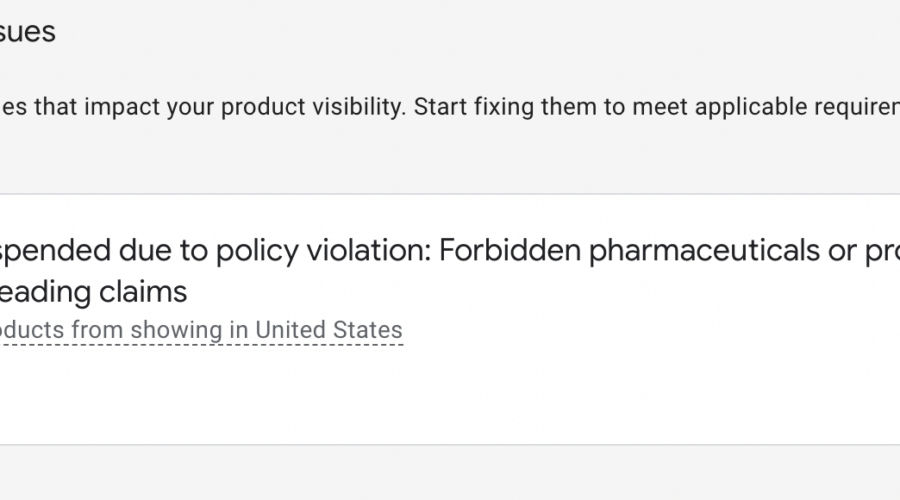 Forbidden pharmaceuticals or products making misleading claims - Google Merchant Center